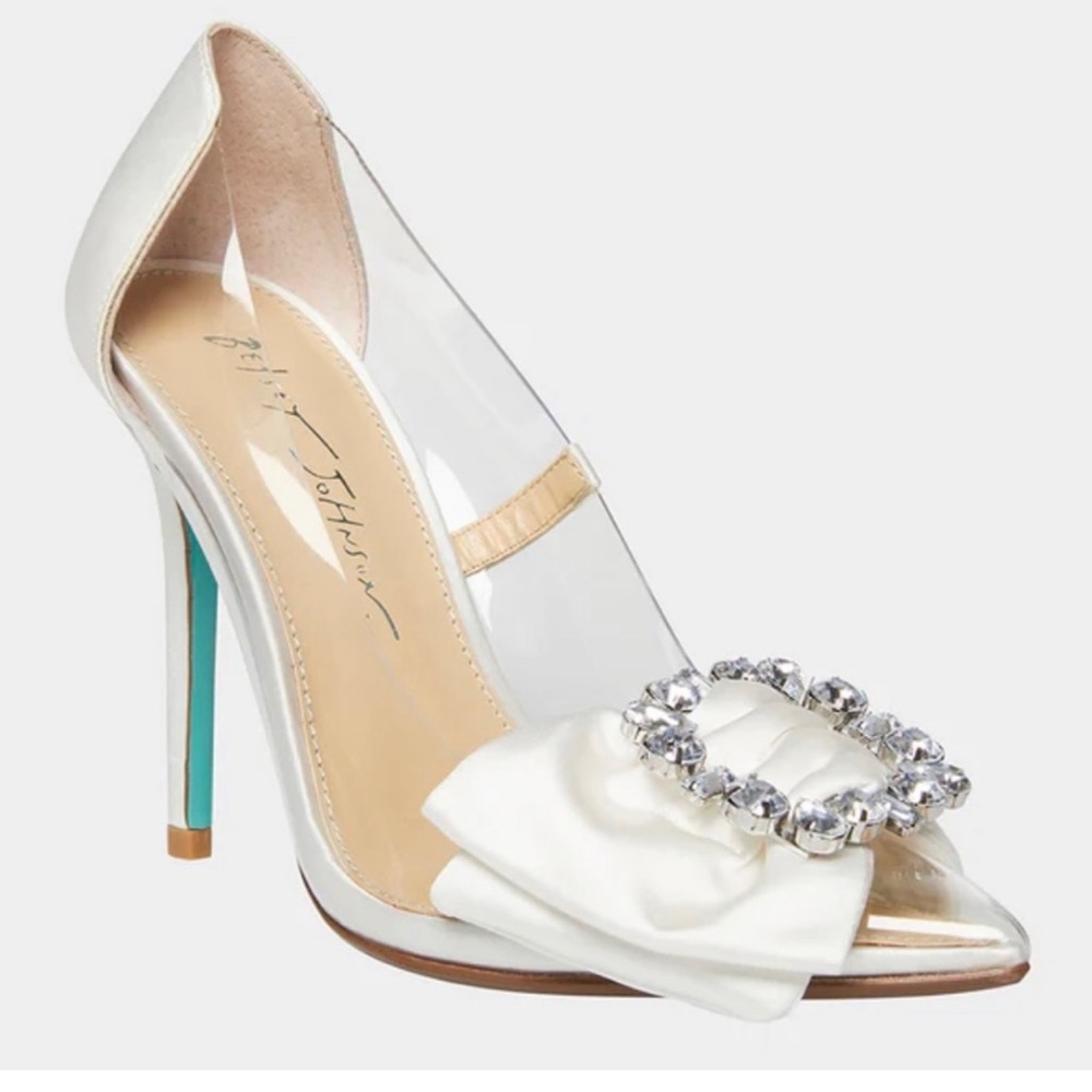 Betsy Johnson satin bride heels